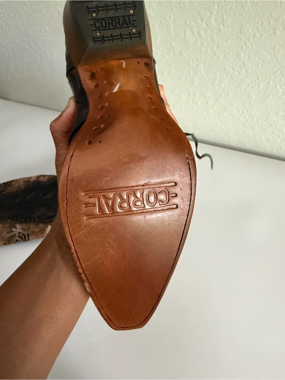 Corral Metallic Brown Floral Embroidered Western Boots